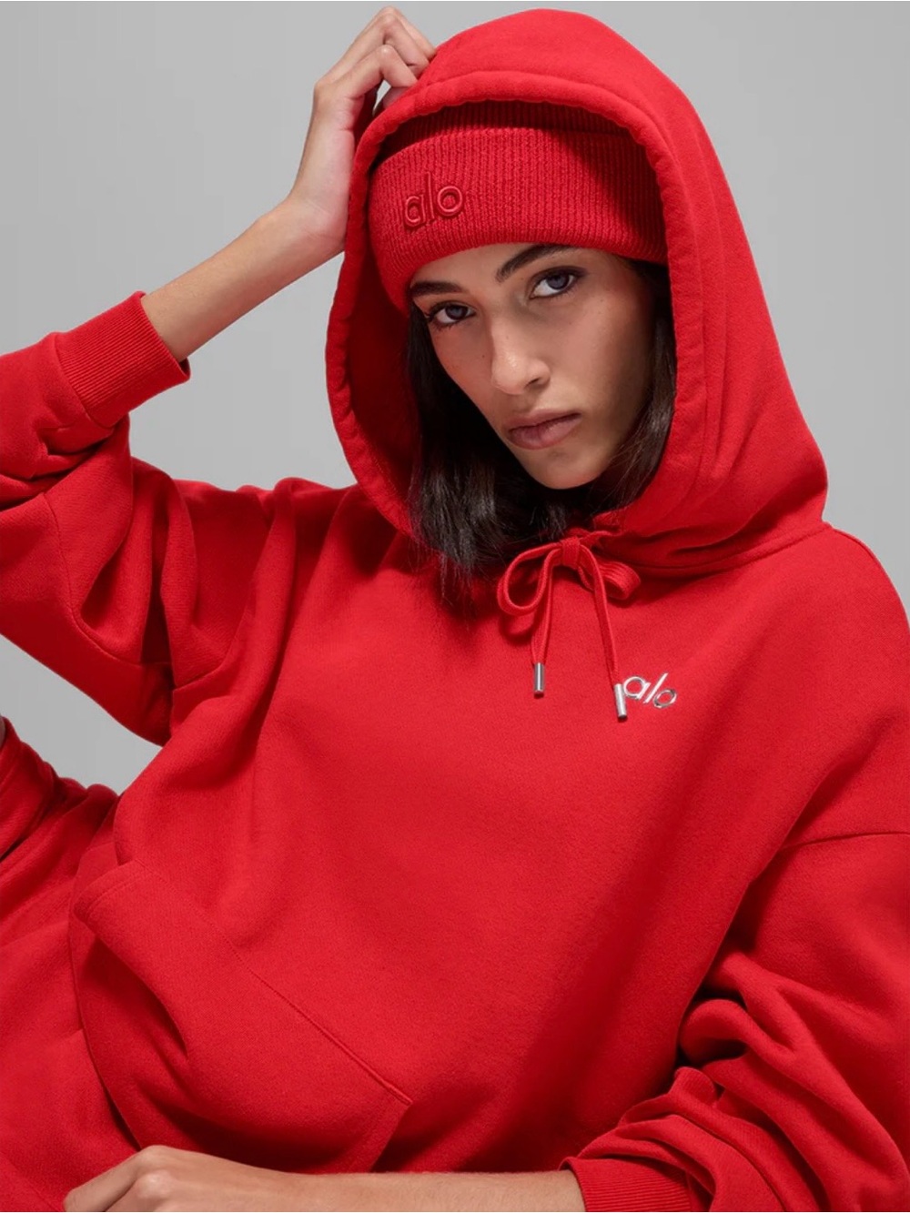 Alo Women's Bright Red Accolade Hoodie - Picture 3 of 7